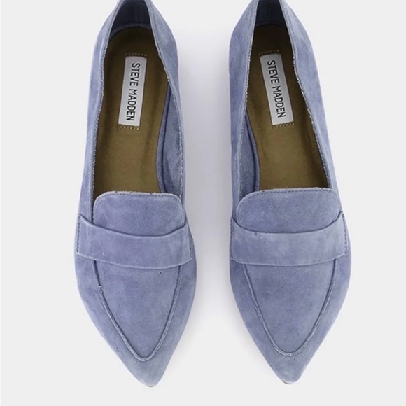 STEVE MADDEN Womens Light Blue pointed leather loafers - Picture 2 of 6